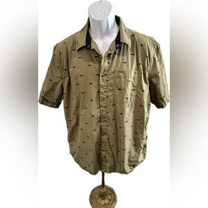 La‎ Police Gear Sz L Target Practice Button Down Snap Short Sleeve Green